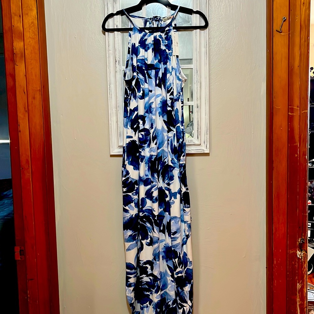 Floral high neck maxi dress with side slits